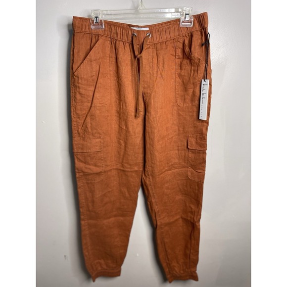 Nicole Miller Other - NWT Nicole Miller Rust 100% Linen Lyocell Cargo High Waist Pants Women's Sz L